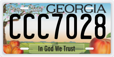 GA license plate CCC7028