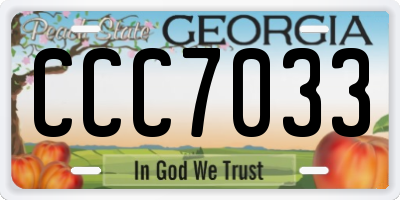 GA license plate CCC7033