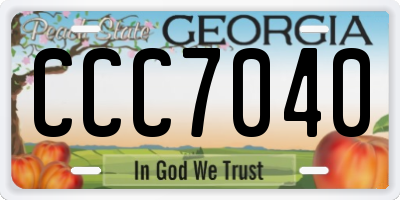 GA license plate CCC7040
