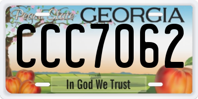 GA license plate CCC7062