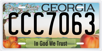 GA license plate CCC7063