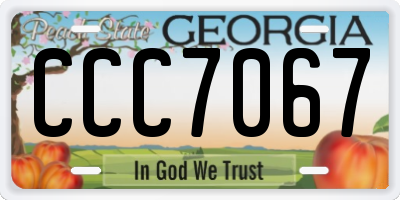 GA license plate CCC7067
