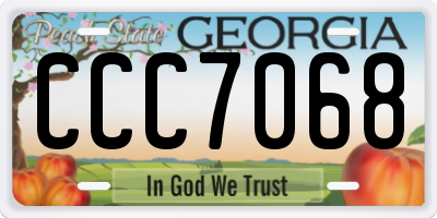 GA license plate CCC7068