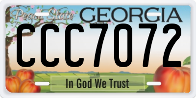 GA license plate CCC7072