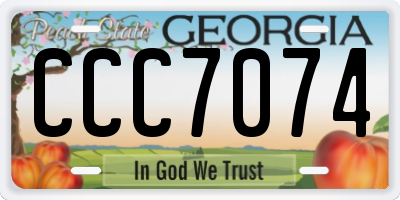 GA license plate CCC7074