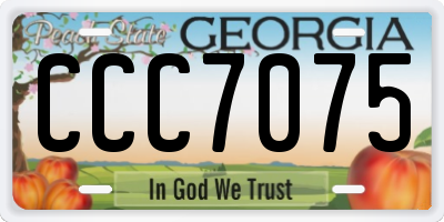 GA license plate CCC7075