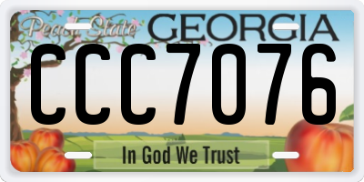 GA license plate CCC7076