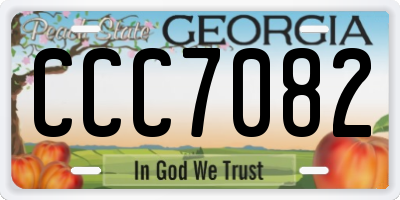 GA license plate CCC7082