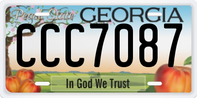 GA license plate CCC7087