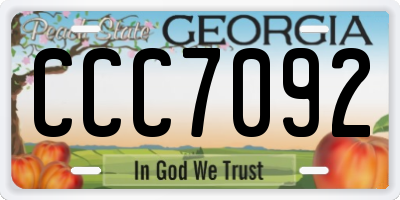 GA license plate CCC7092
