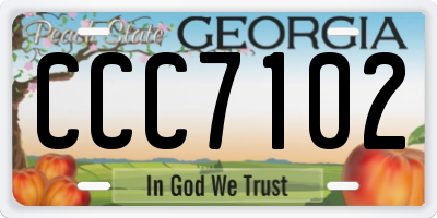 GA license plate CCC7102