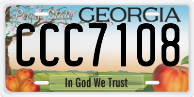 GA license plate CCC7108