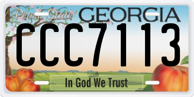 GA license plate CCC7113