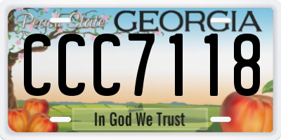 GA license plate CCC7118