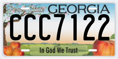 GA license plate CCC7122