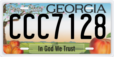 GA license plate CCC7128