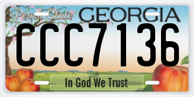 GA license plate CCC7136
