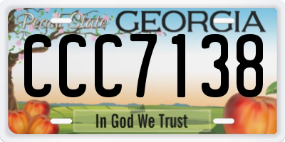 GA license plate CCC7138