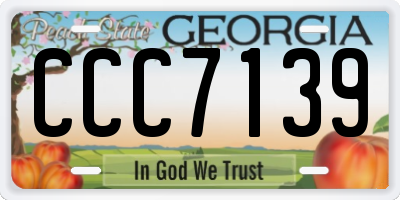 GA license plate CCC7139