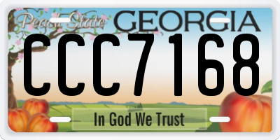 GA license plate CCC7168