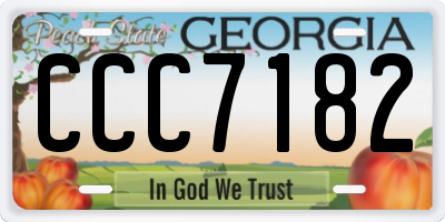 GA license plate CCC7182
