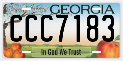 GA license plate CCC7183