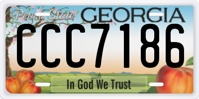 GA license plate CCC7186