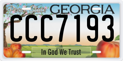 GA license plate CCC7193
