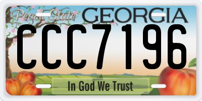 GA license plate CCC7196