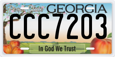 GA license plate CCC7203