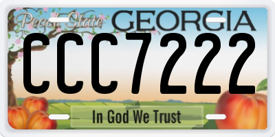 GA license plate CCC7222