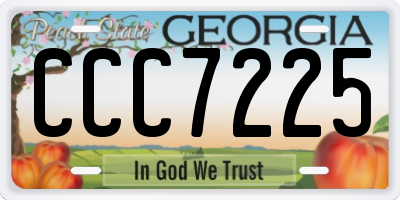 GA license plate CCC7225