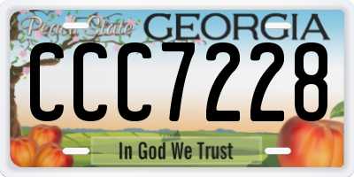 GA license plate CCC7228