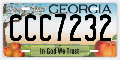 GA license plate CCC7232