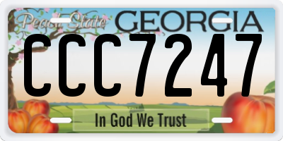 GA license plate CCC7247
