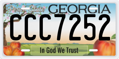 GA license plate CCC7252