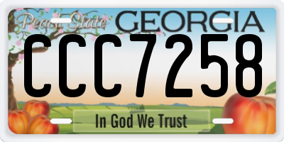 GA license plate CCC7258