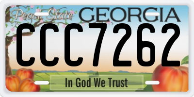 GA license plate CCC7262