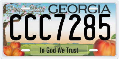 GA license plate CCC7285