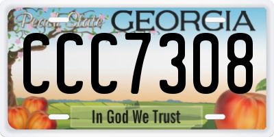 GA license plate CCC7308