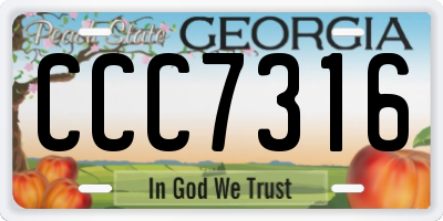 GA license plate CCC7316