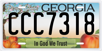 GA license plate CCC7318