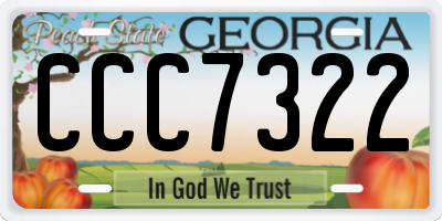 GA license plate CCC7322