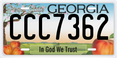 GA license plate CCC7362