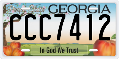 GA license plate CCC7412