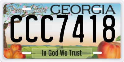 GA license plate CCC7418