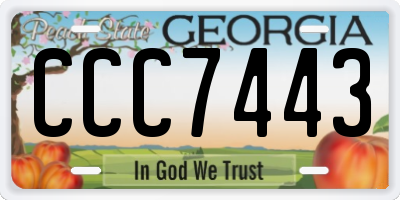 GA license plate CCC7443
