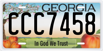 GA license plate CCC7458