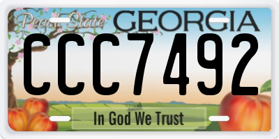 GA license plate CCC7492