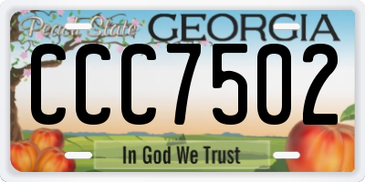 GA license plate CCC7502